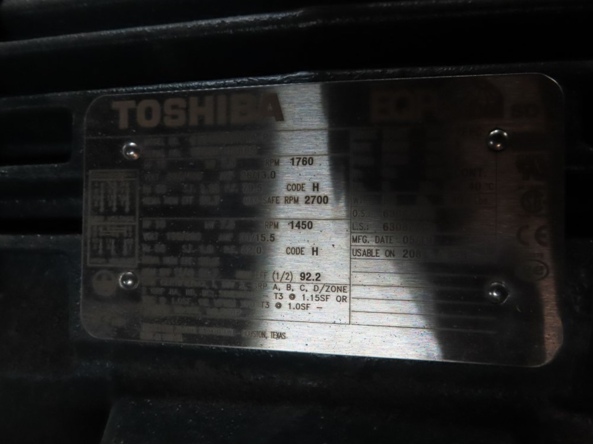 [2] MOTORS: TOSHIBA 10HP, NORTH AMERICAN ELECTRIC 7.5HP - Image 3 of 3