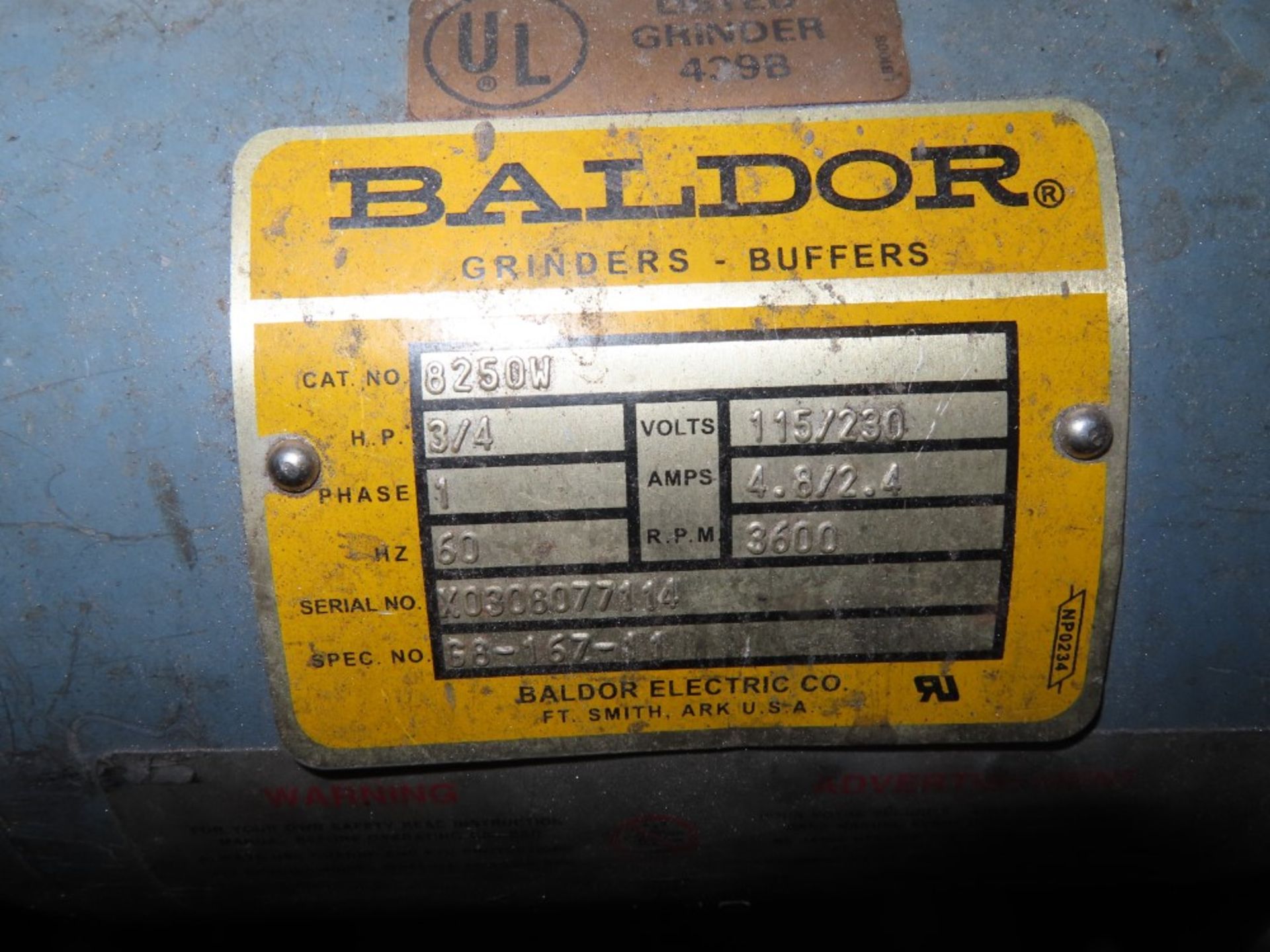 BALDOR 3/4HP 6" DOUBLE END PEDESTAL GRINDER - Image 2 of 2