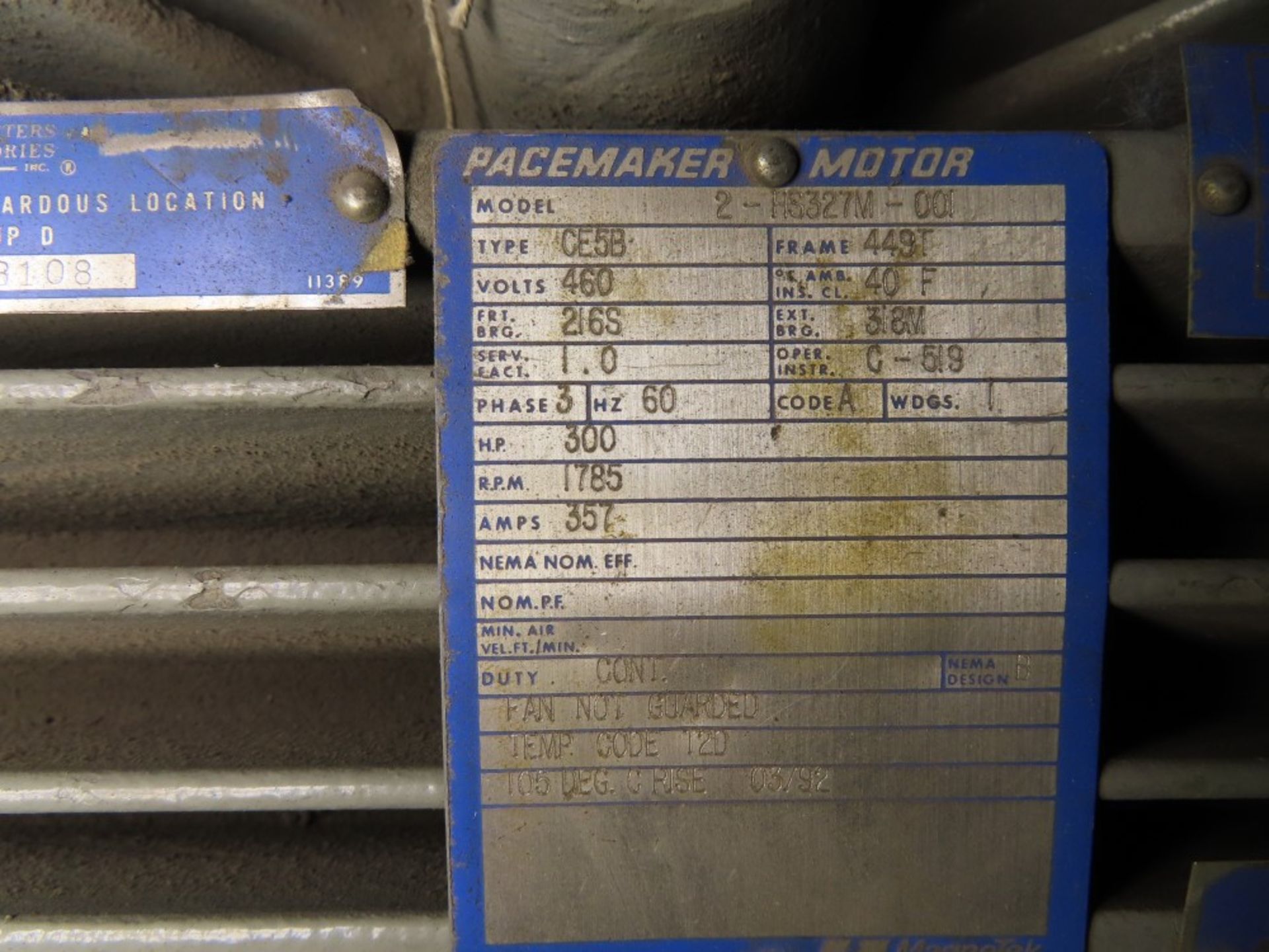 PACEMAKER MDL. 2-HS327M-001 300HP MOTOR - Image 2 of 2