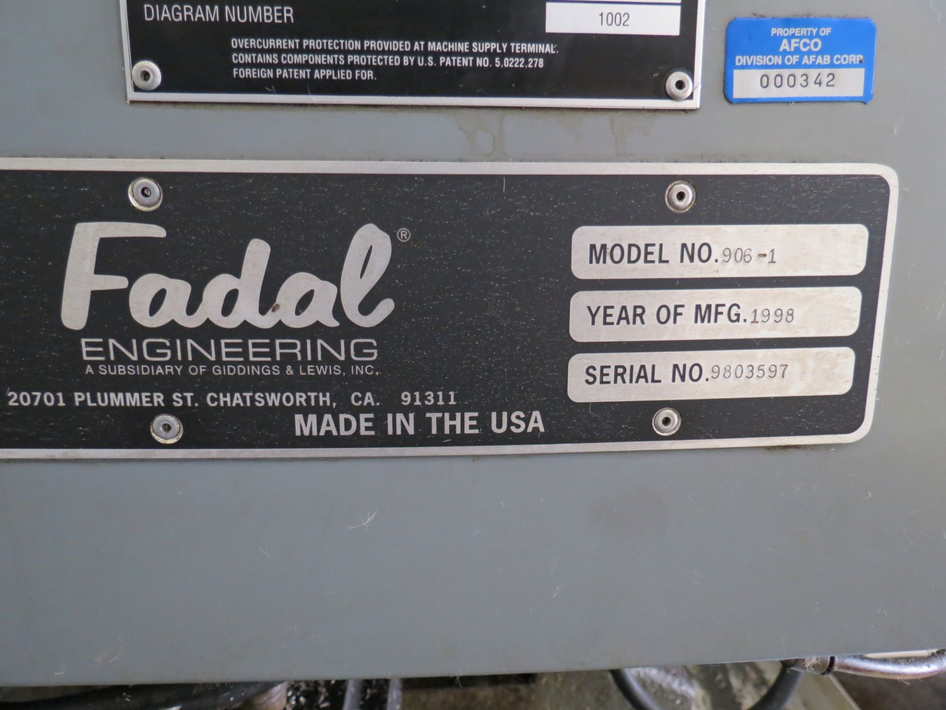 1998 FADAL MODEL: 906 VMC4020 VERTICAL MACHINING CENTER WITH FADAL CNC 88HS CONTROL, 230/440VAC, - Image 18 of 19