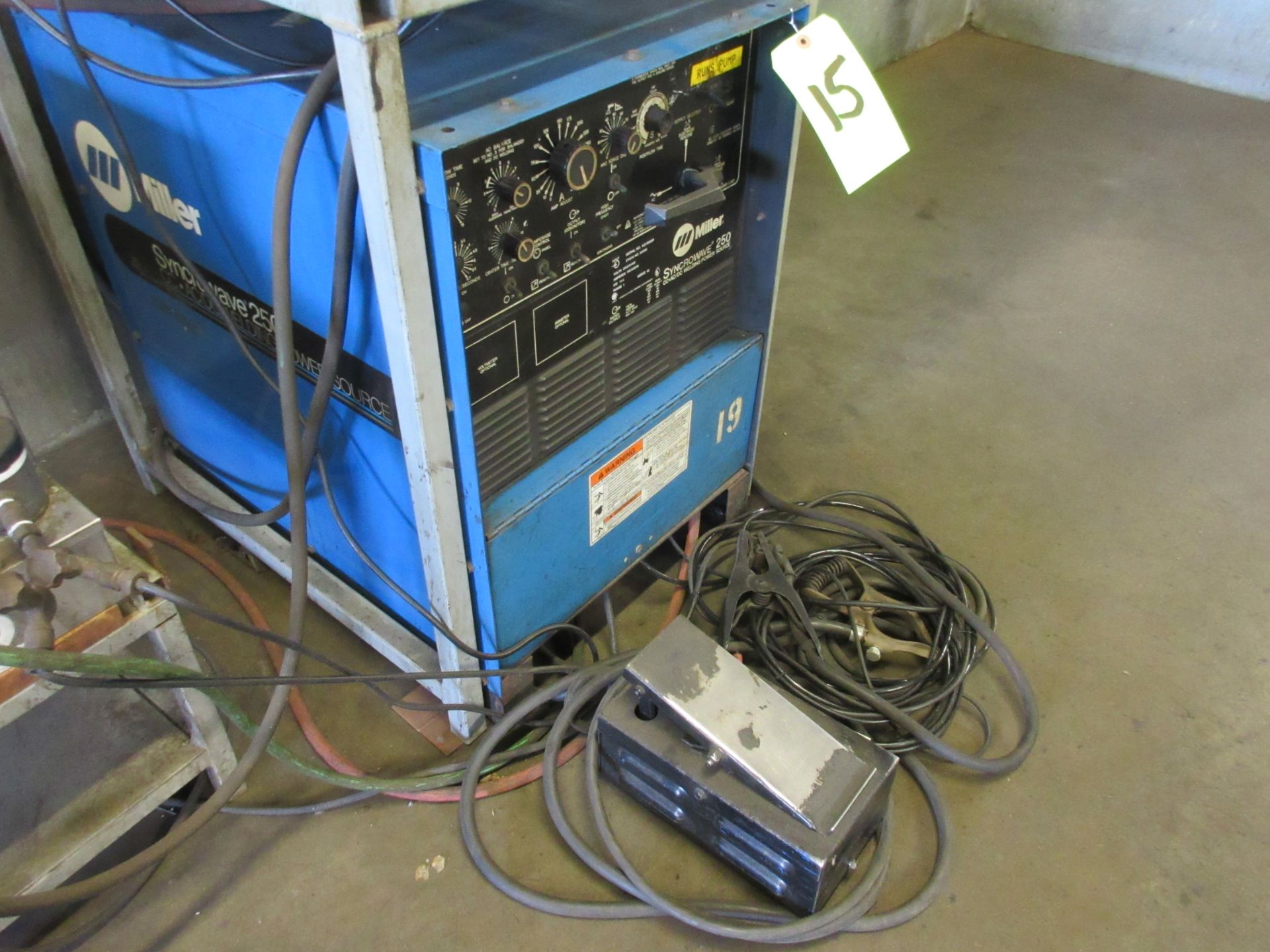 MILLER SYNCROWAVE 250 CONSTANT CURRENT AC/DC ARC WELDER W/ FOOT CONTROL - Image 3 of 3