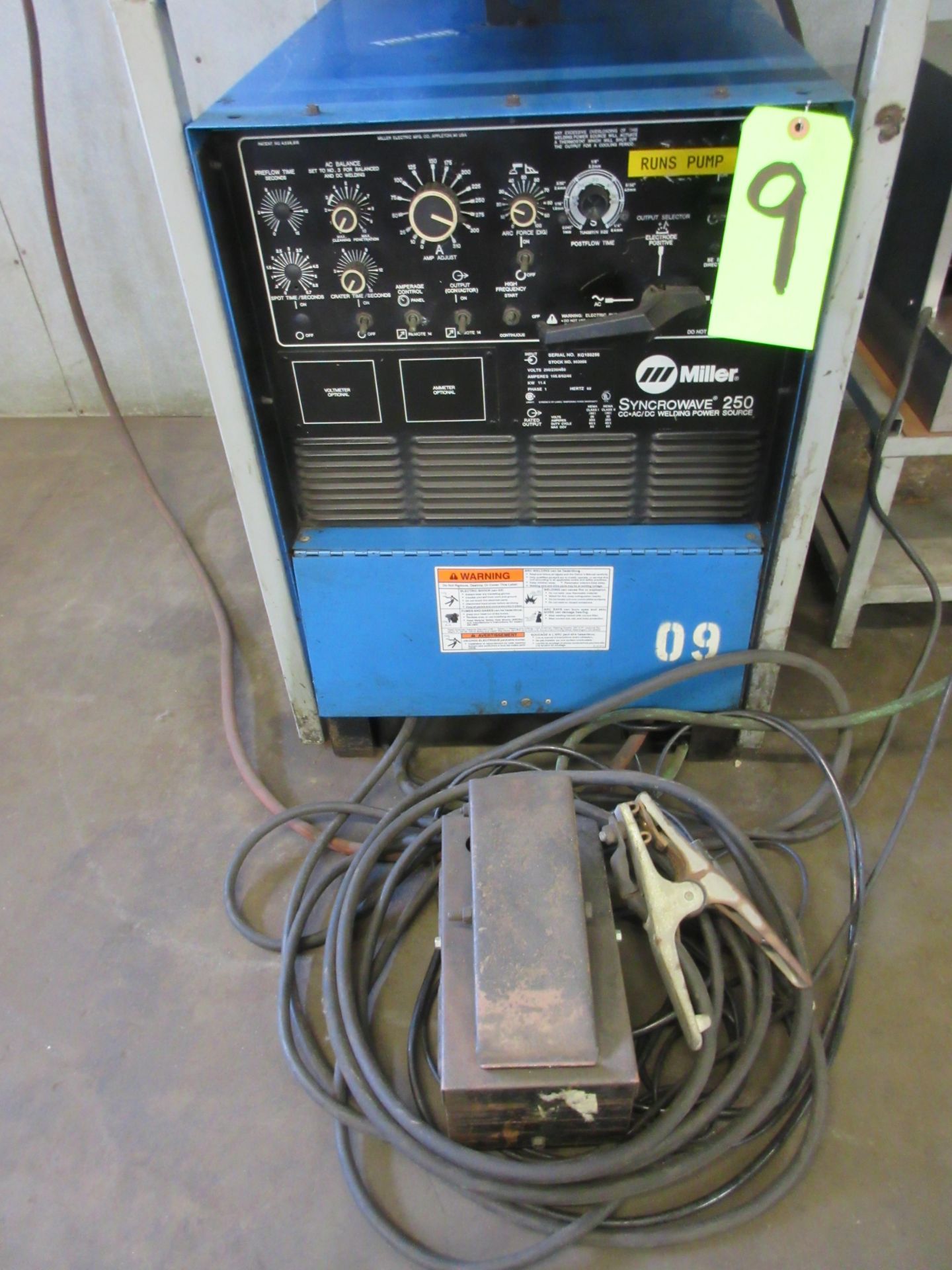 MILLER SYNCROWAVE 250 CONSTANT CURRENT AC/DC ARC WELDER W/ FOOT CONTROL