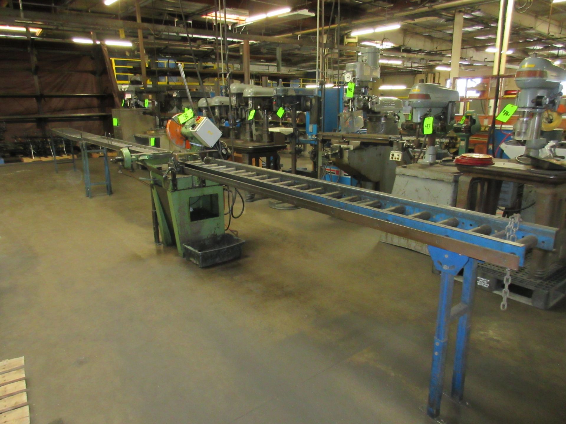 PEDRAZZOLI BROWN MDL. 300 COLD SAW WITH DUAL SIDE CONVEYORS