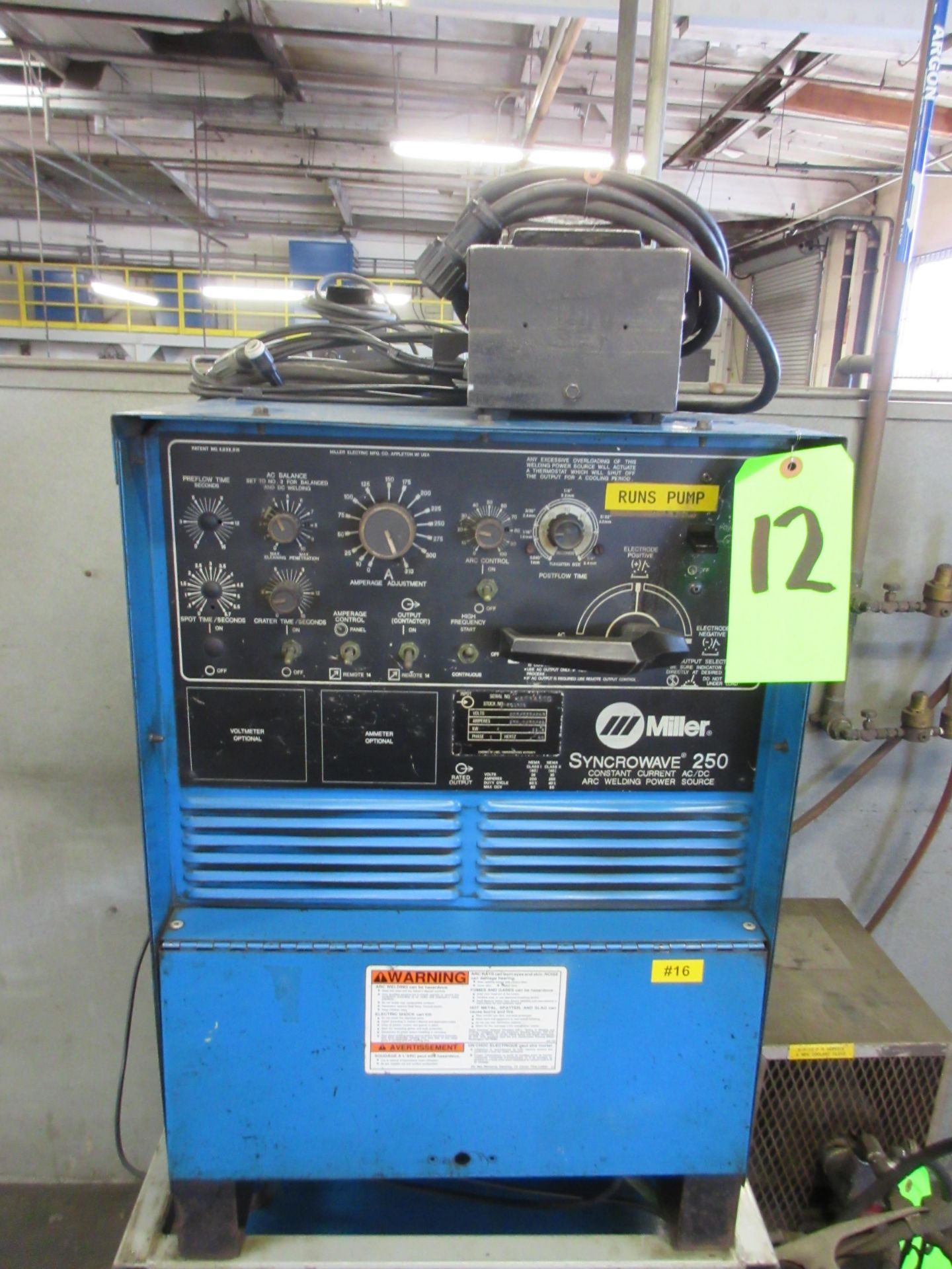 MILLER SYNCROWAVE 250 CONSTANT CURRENT AC/DC ARC WELDER W/ FOOT CONTROL