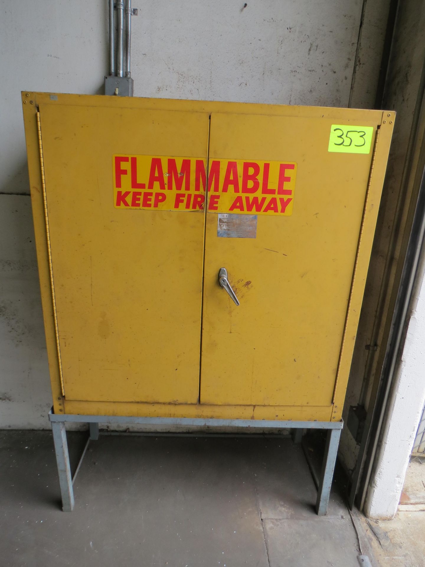 YELLOW 2-DOOR FLAMMABLE STORAGE CABINET WITH STAND