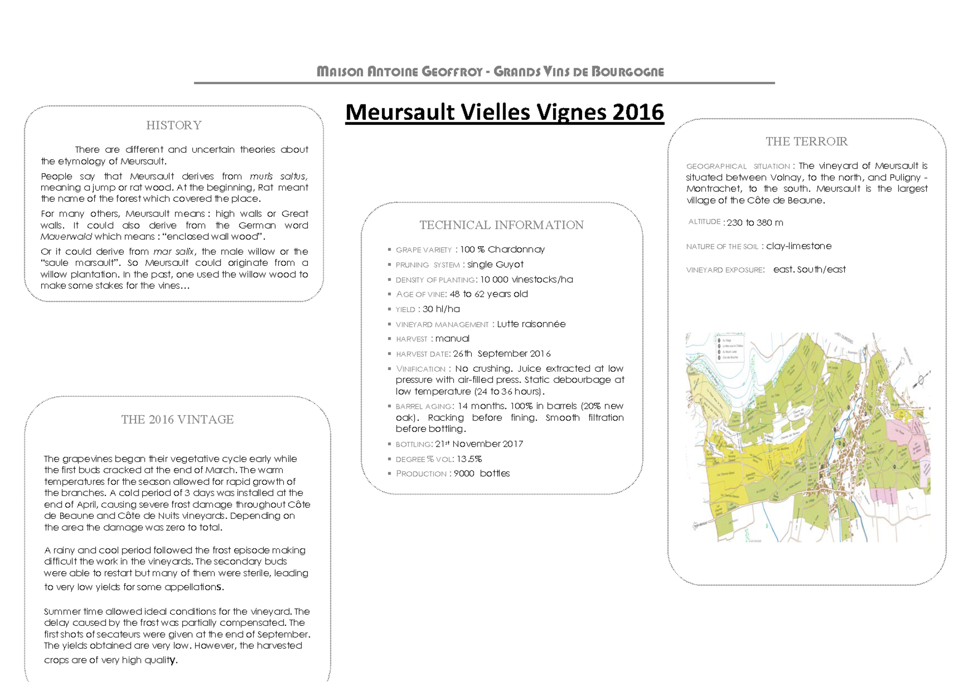 1 x 75 cl MAISON ANTOINE GEOFFROY - MEURSAULT - GRAND WHITE BURGUNDY RRP £90 Per Bottle - Image 3 of 3