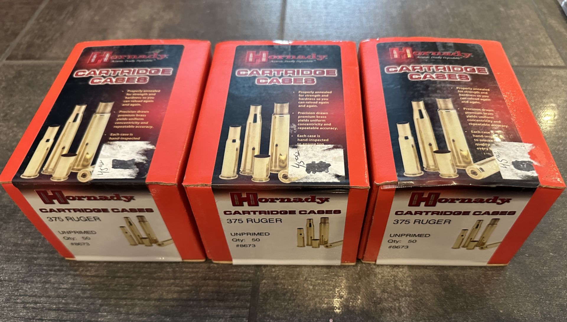 3 BOXES OF 375 RUGER CARTRIDGE CASES - Image 2 of 2