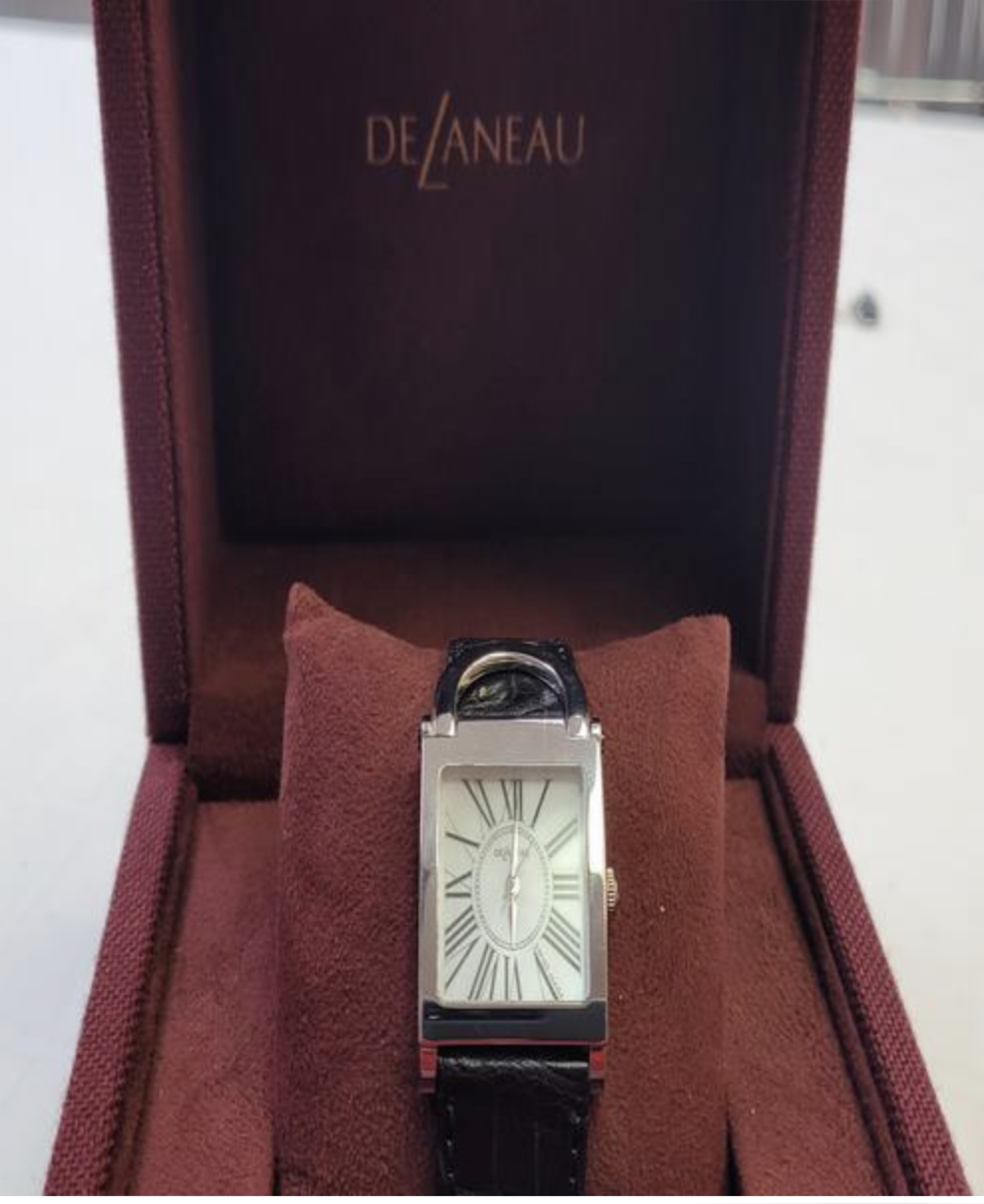 Delaneau 18K Gold Women's black leather band Watch $25,000 Value - Image 3 of 8