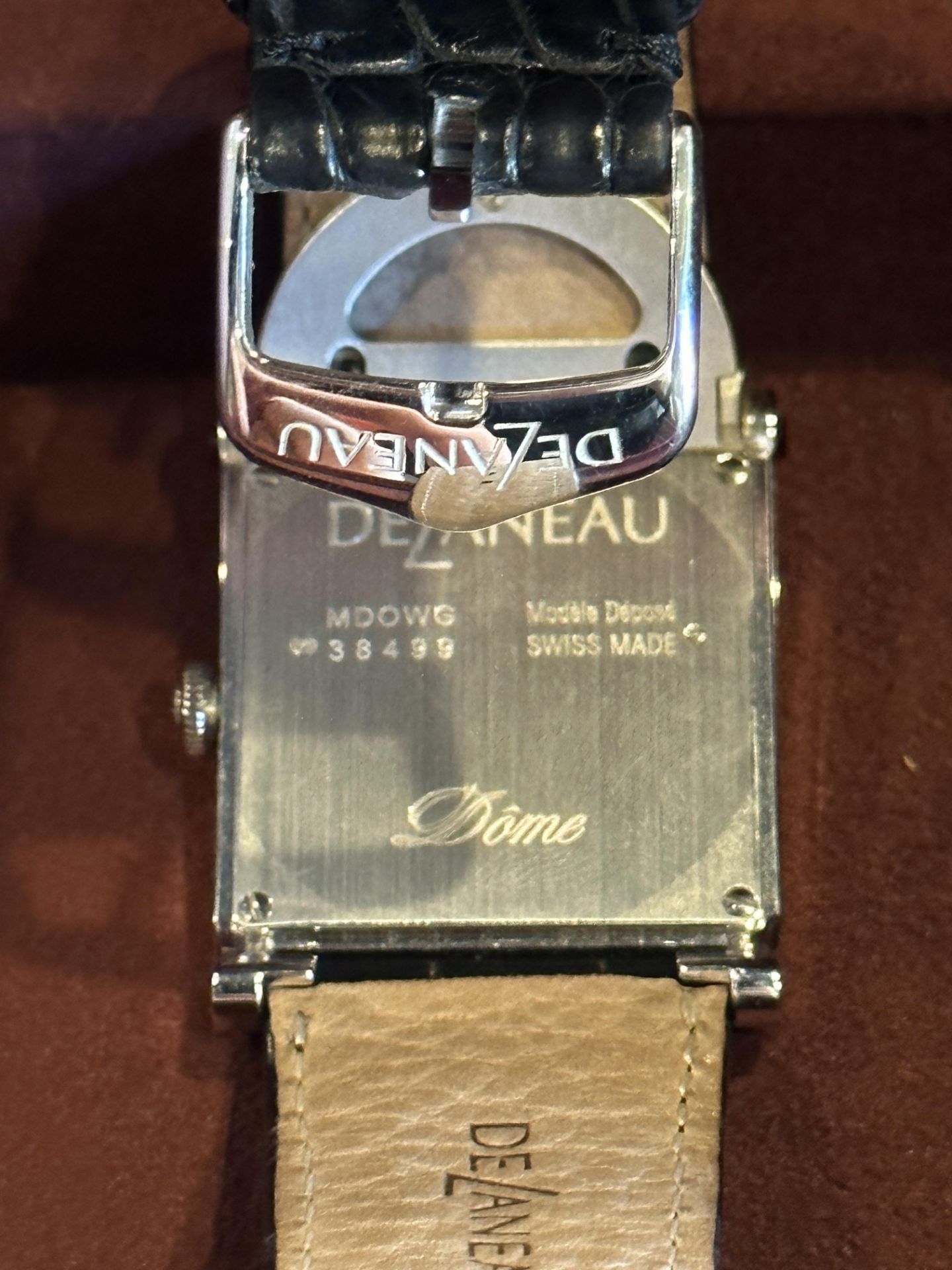 Delaneau 18K Gold Women's black leather band Watch $25,000 Value - Image 7 of 8