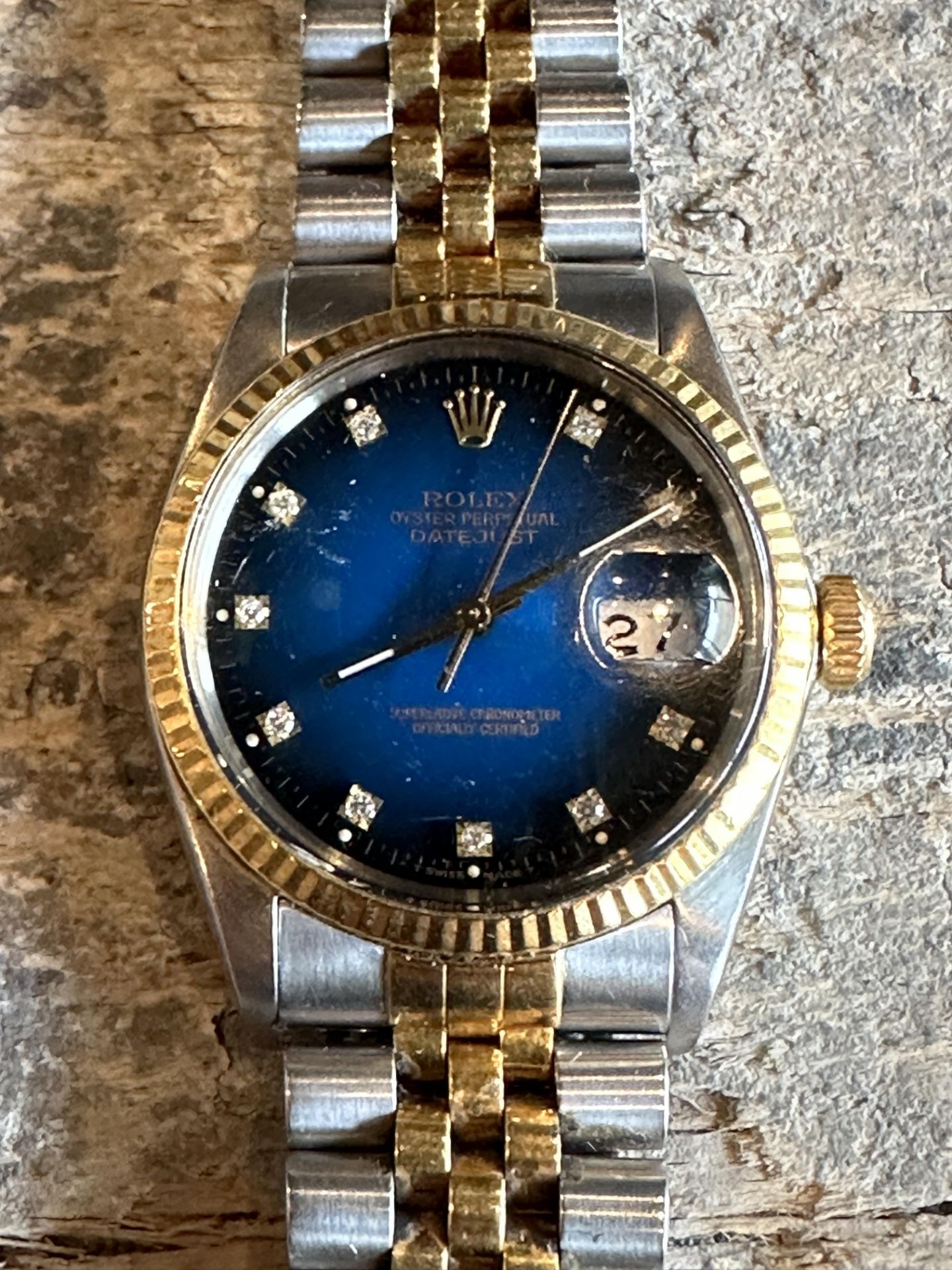 ROLEX Men's Datejust 36 Steel & Gold 16233 Wristwatch - Blue Vignette Diamond GUARANTEED AUTHENTIC - Image 5 of 5