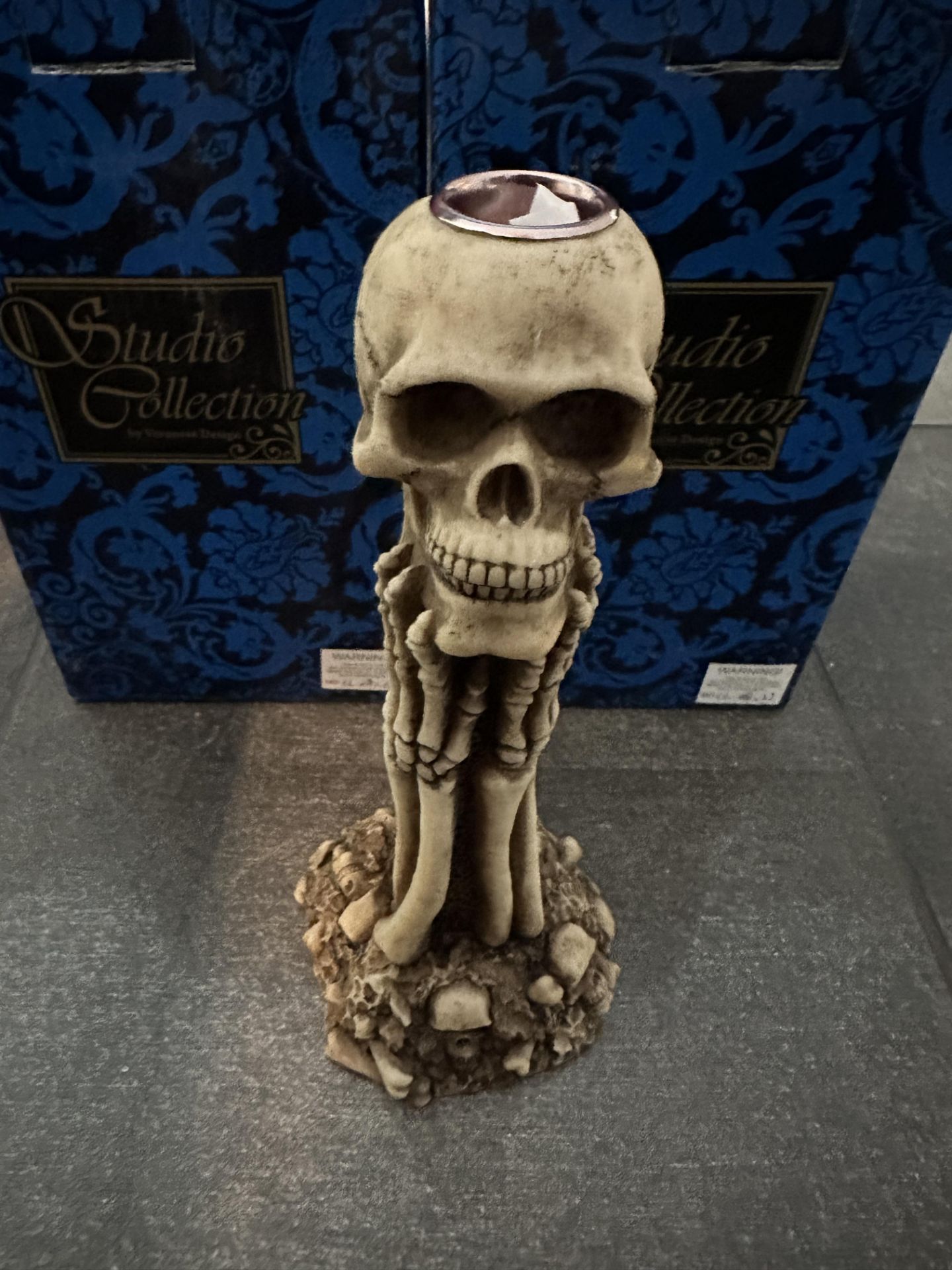 STUDIO COLLECTION SKELETON CANDLE HOLDER SET OF 2 NEW - Image 2 of 2