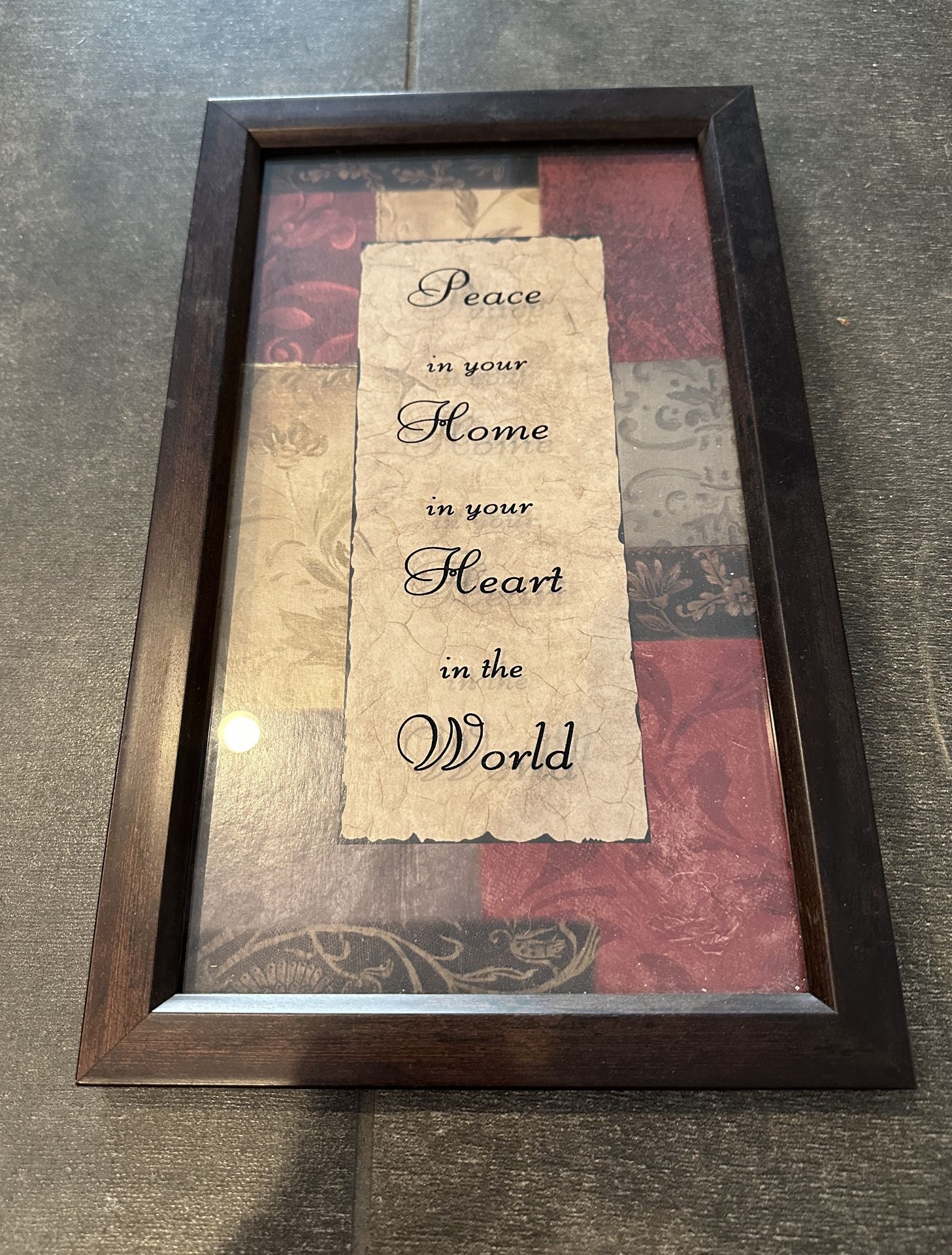 Peace In your Home in your Heat in the World Glass Sign