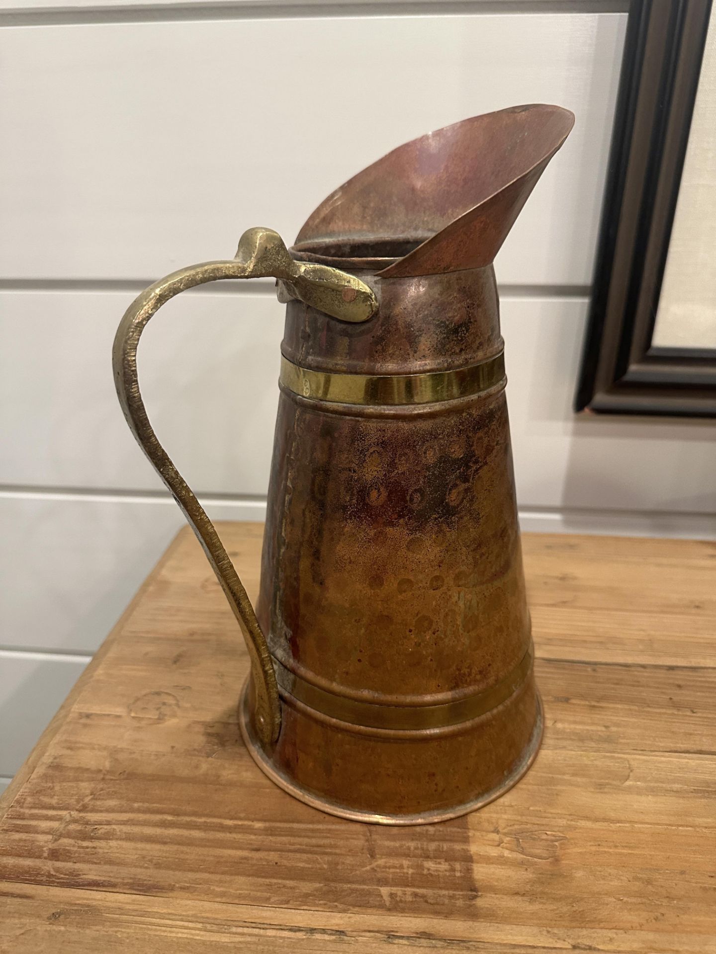 LARGE COPPER TALL WATER SERVING PITCHER