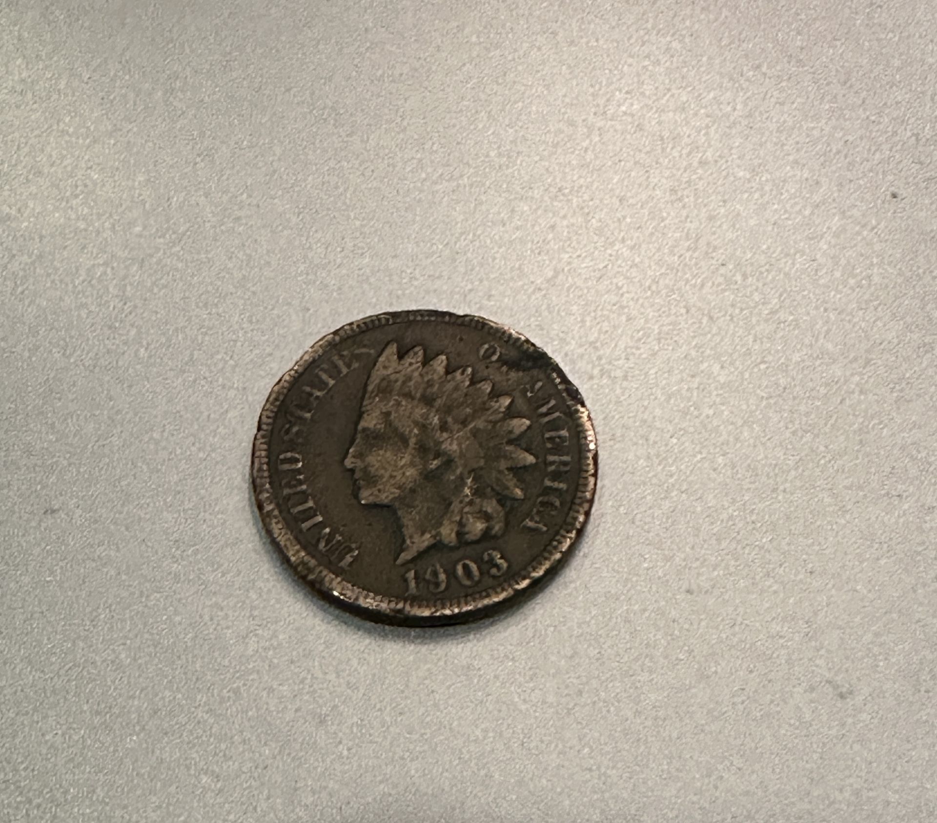 1903 Indian Head Cent, Bronze, Old Rare Antique - Image 2 of 2