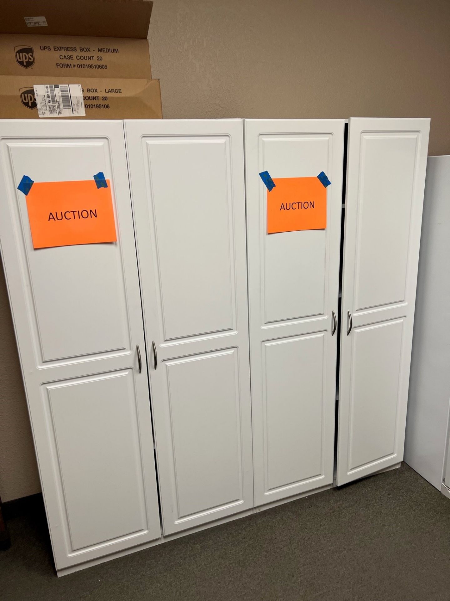 (2) White storage cabinets