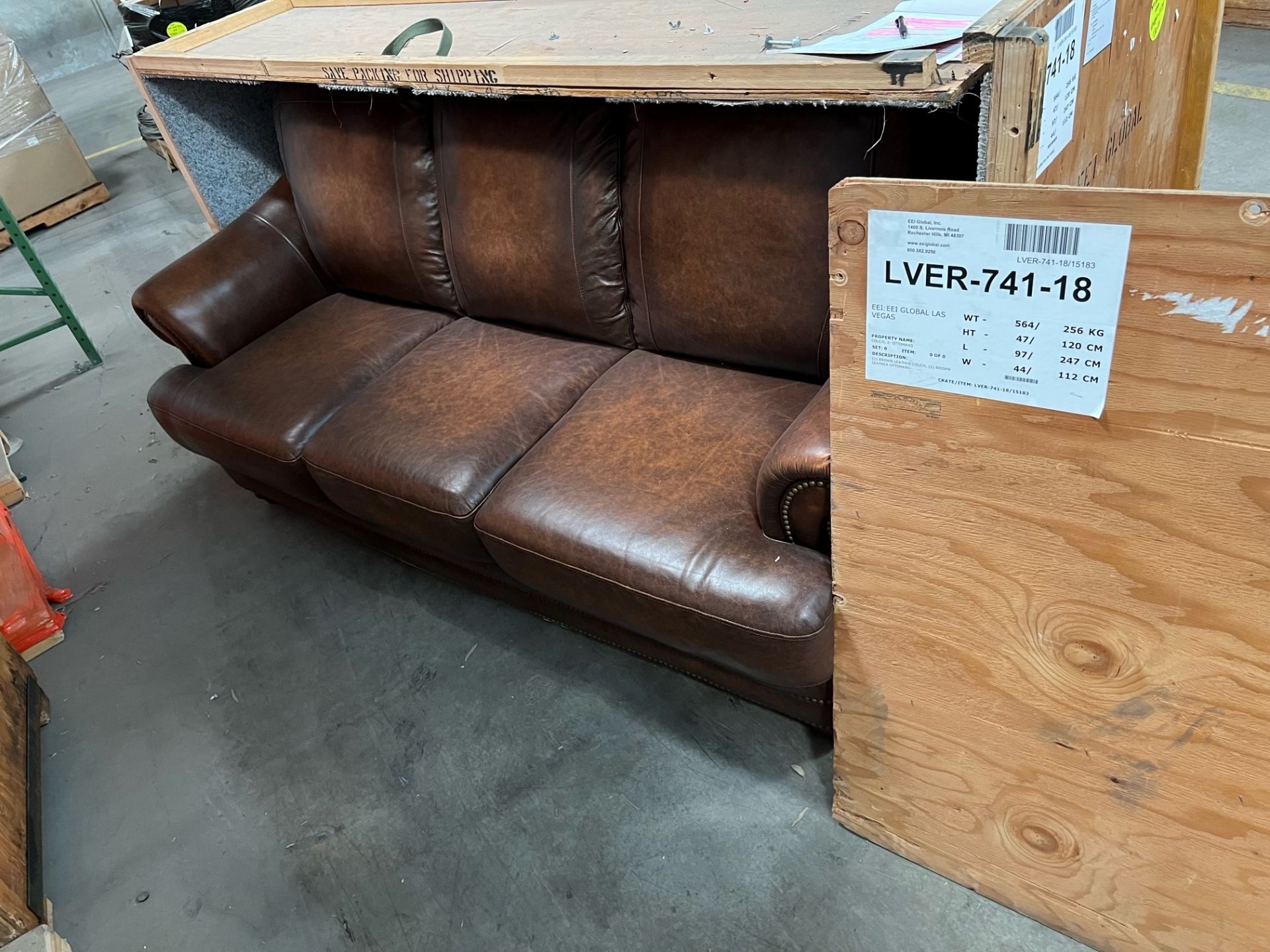 LVER-741-18 (1) Brown leather sofa