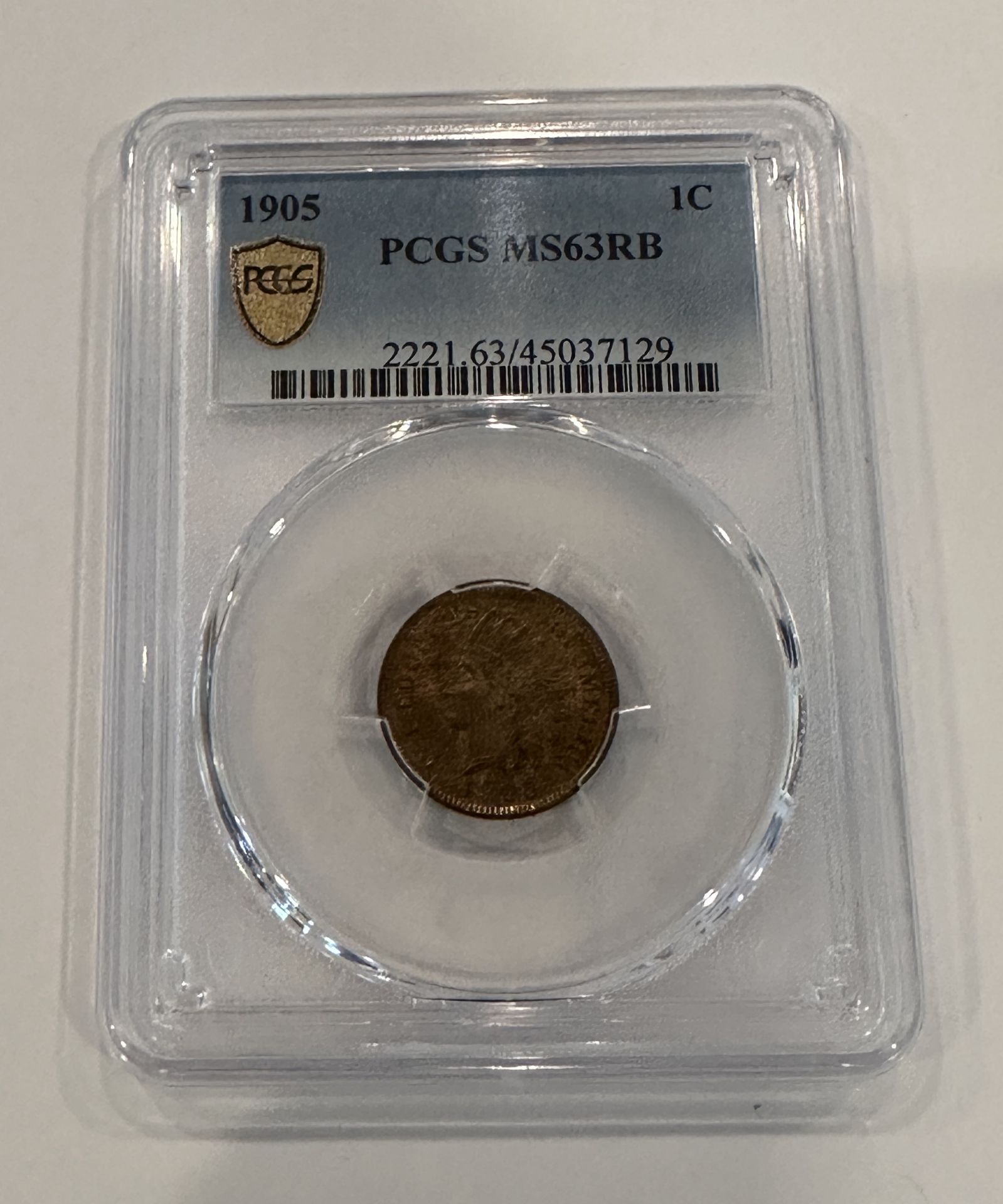 1905 PCGS MS63RB 1C GRADED COIN