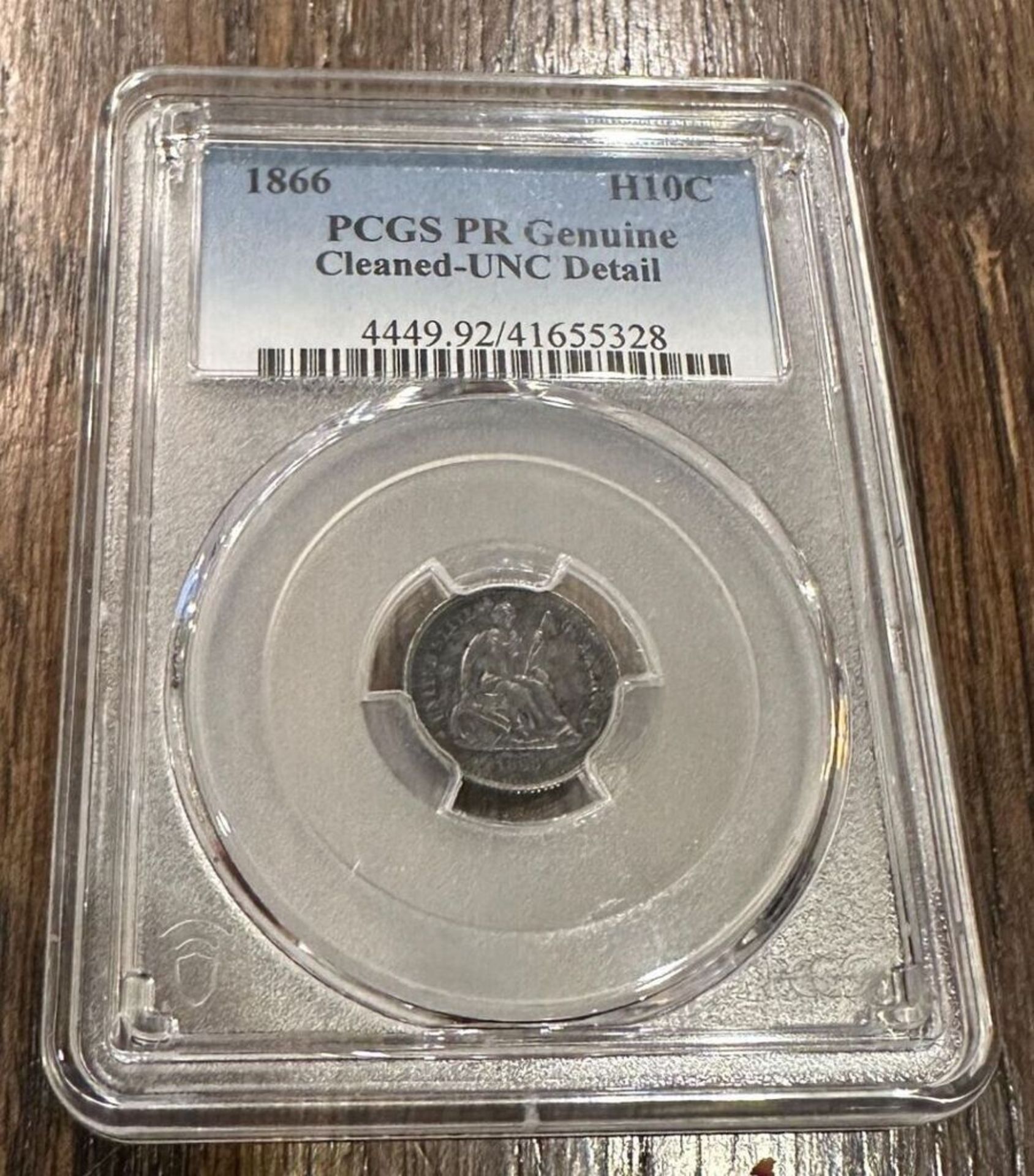 PCGS PR GENUINE CLEANED-UNC DETAIL 1866 H10C COIN