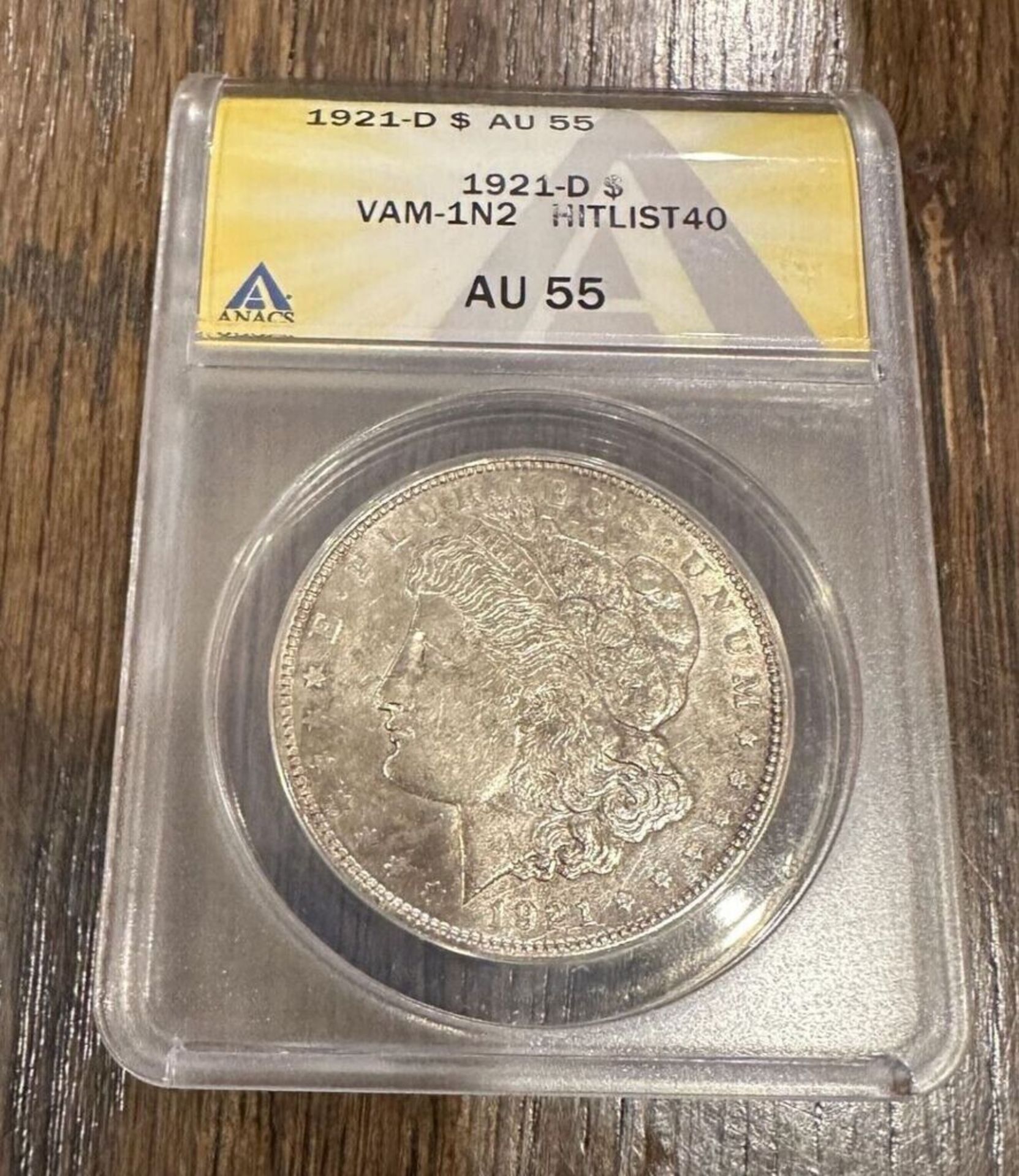 1921-D $ AU 55 1921-D $ VAM-1N2 HITLIST 40 AU 55 COIN