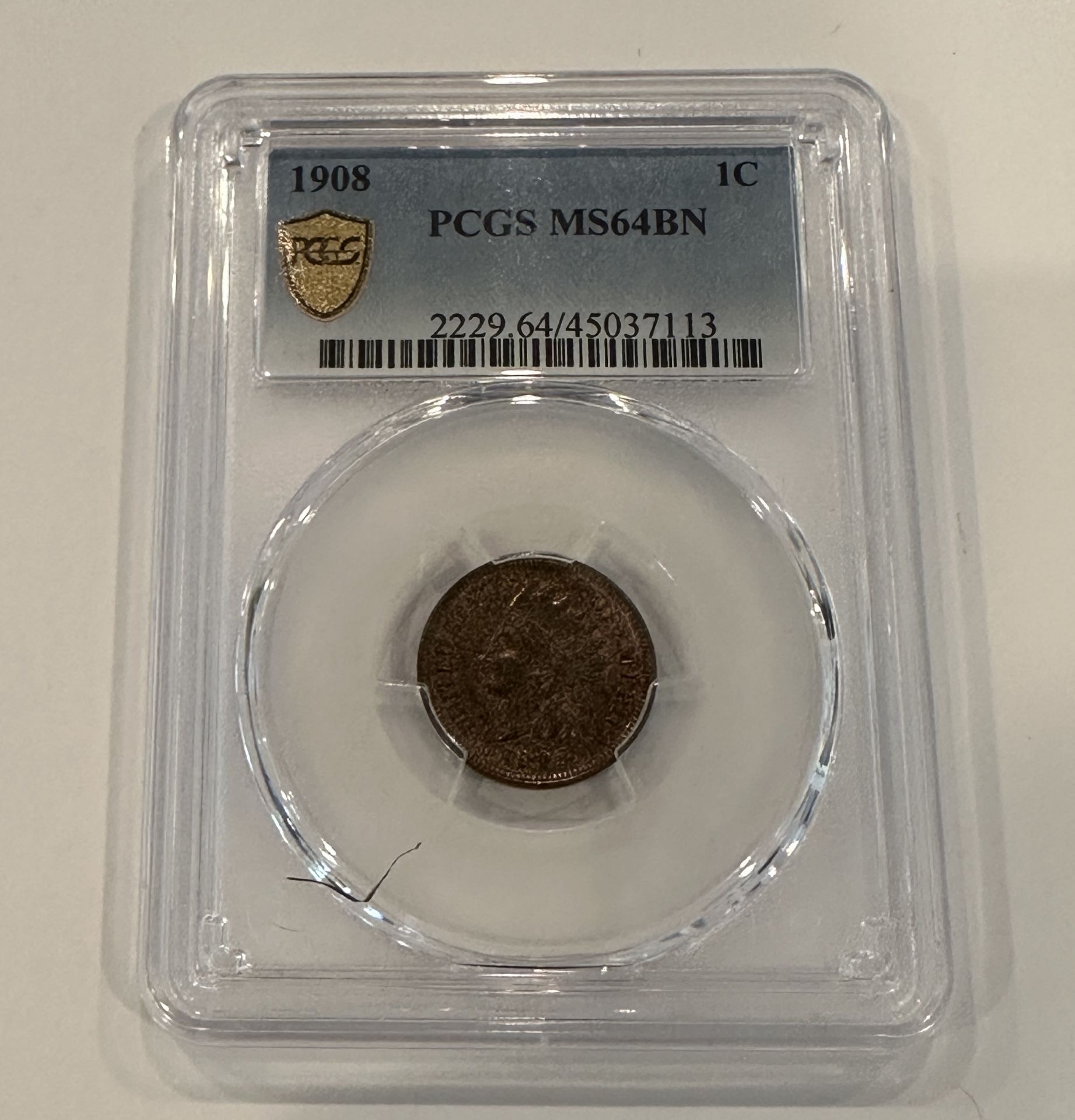 1908 PCGS MS64BN 1C PCGS GRADED