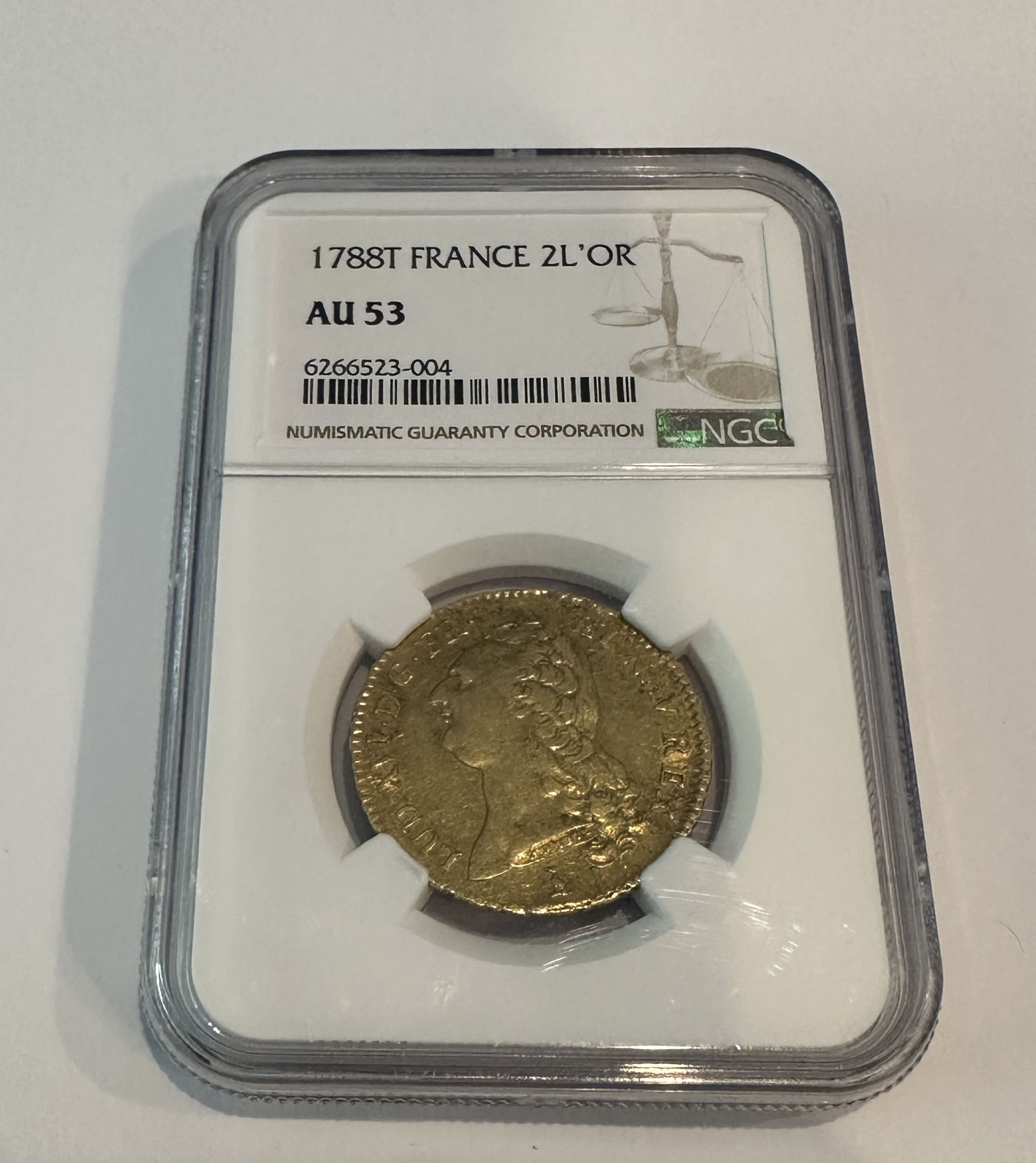 1788T FRANCE 2L'OR GOLD COIN VERY RARE AU53 NGC TOP POP