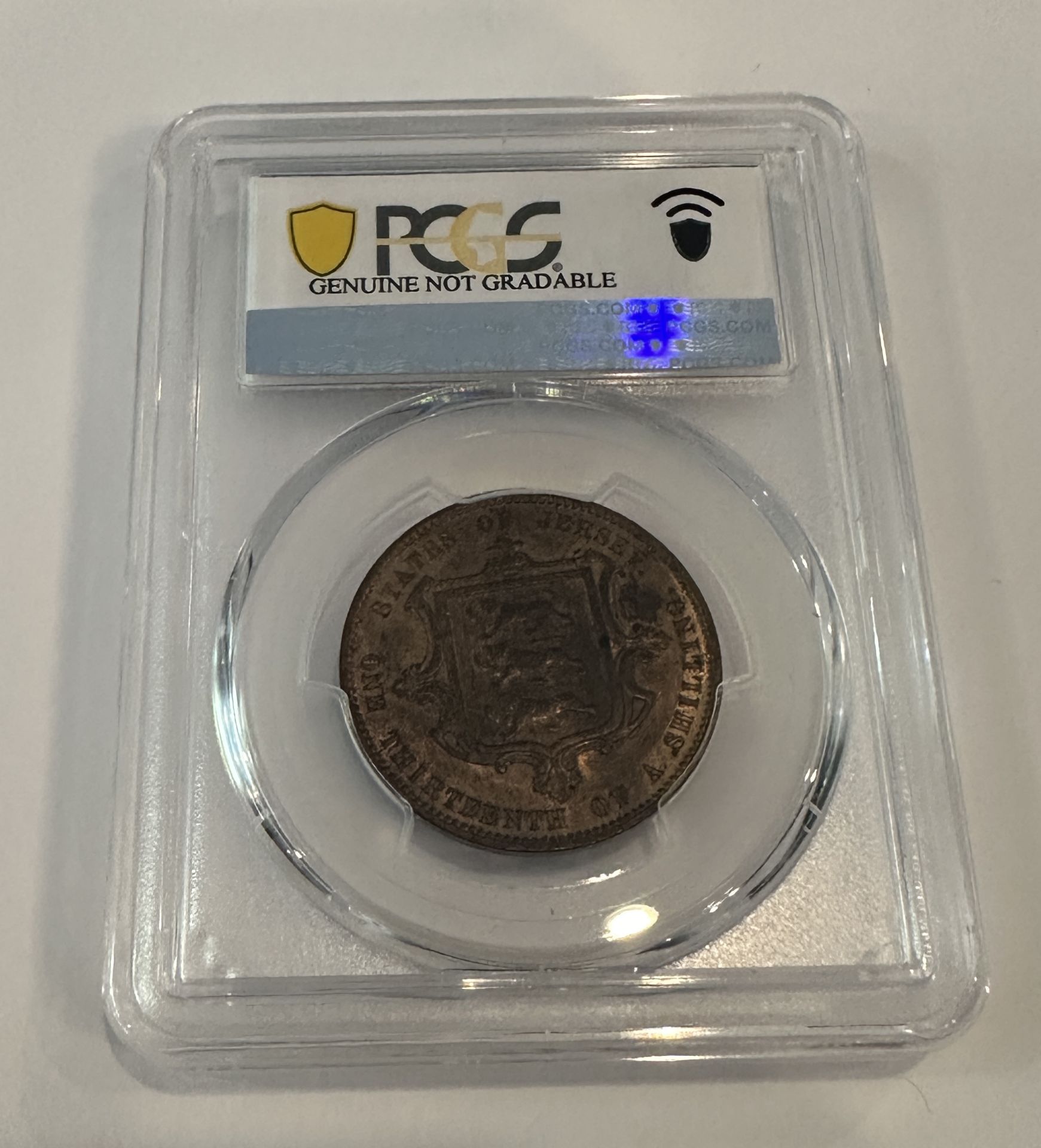 1866 PCGS 1/13S CLEANED-UNC DETAIL JERSEY KM-5 - Image 2 of 2