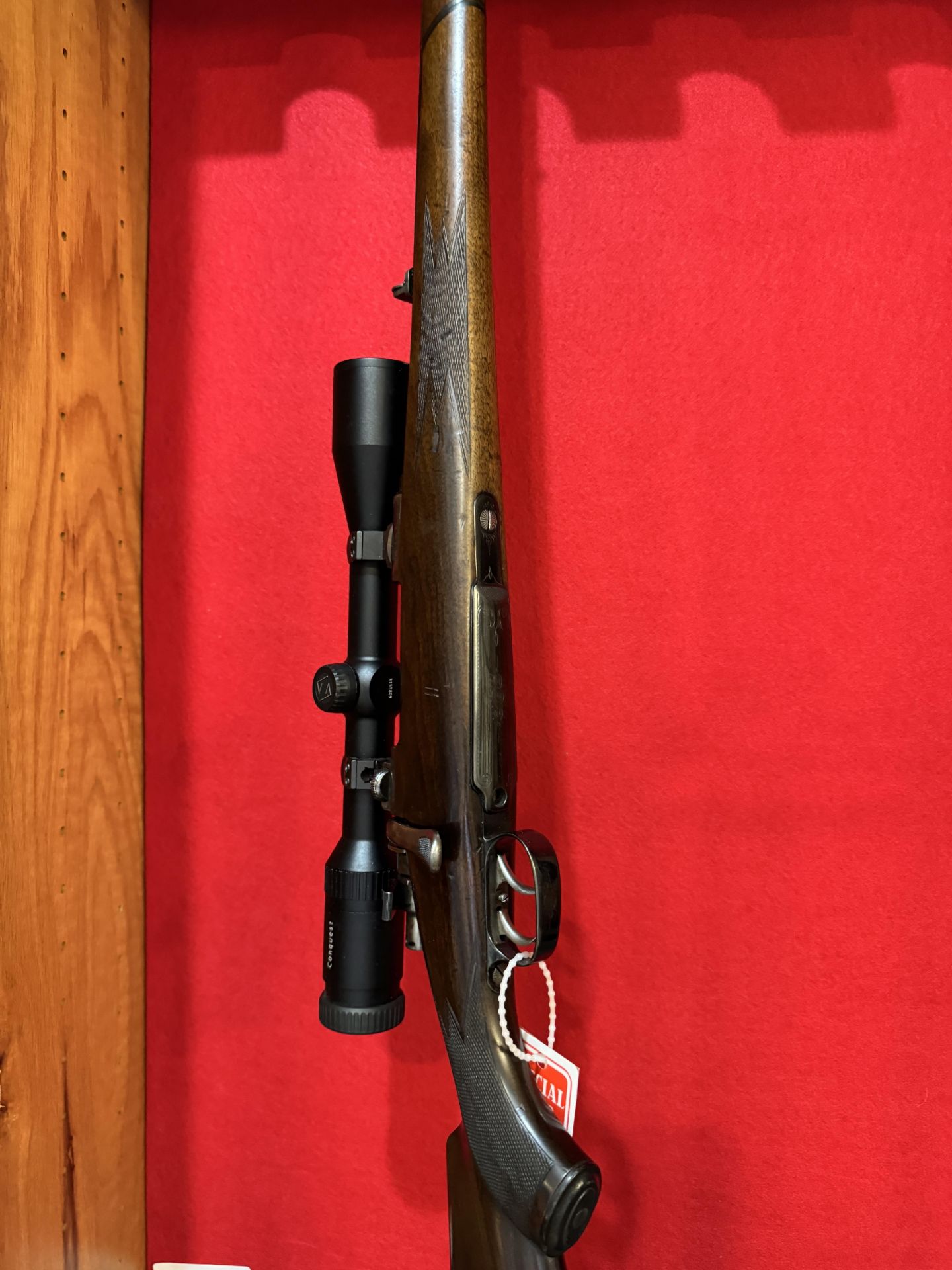 Mannlicher Mauser 7 x 57 caliber, octagon barrel, bullet trap in stock. Zeiss Conquest 3 x 9 Scope - Image 4 of 5