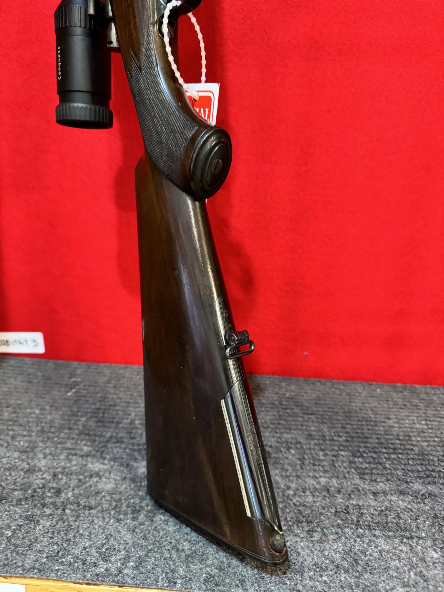 Mannlicher Mauser 7 x 57 caliber, octagon barrel, bullet trap in stock. Zeiss Conquest 3 x 9 Scope - Image 3 of 5