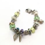 Silver Trollbeads (LAA) novelty charm bead bracelet inc butterfly, turtle, angel etc - 20cm long &