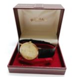 Rotary 9ct gold hallmarked 32mm cased gents quartz wristwatch in original retail box