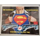 2 x original 1981 cinema posters of Superman II (1 poster includes a double bill showing the