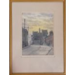 Framed watercolour painting of The Old Brewery in Gillingham by Robert Sawyers (1923-2002) - frame