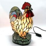 Novelty Tiffany style cockerel / rooster table lamp - 34cm high & no obvious damage
