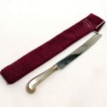 Silver handled pistol grip bread knife by A Haviland-Nye ~ 31cm long with serrated steel blade &