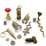 Terrys Hedgehog pipe reamer, Calvin Hill gas valve cigarette lighter, miniature miners lamp (total