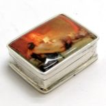 Novelty 925 silver enamel topped pillbox with reclining nude detail - 3cm x 2.4cm & 19g total weight