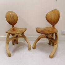 2 x bespoke handmade oak (with sycamore & ash) office chairs by Malcolm David Smith (cost £500