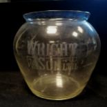 Antique Wright and Son Ltd advertising glass bowl 17cm high. In good used condition