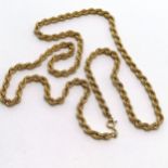 9ct hallmarked gold rope link 58cm chain - 9g - SOLD ON BEHALF OF THE NEW BREAST CANCER UNIT