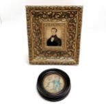 Antique portrait miniature of a gentleman in later frame (frame 21cm x 23cm) t/w hand painted