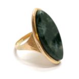 Antique Georgian unmarked gold ring set with moss agate with inscribed message to reverse of head '