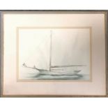 Framed signed watercolour painting of a yacht by Owen Wexler (1942-2022) - frame 43cm x 53cm