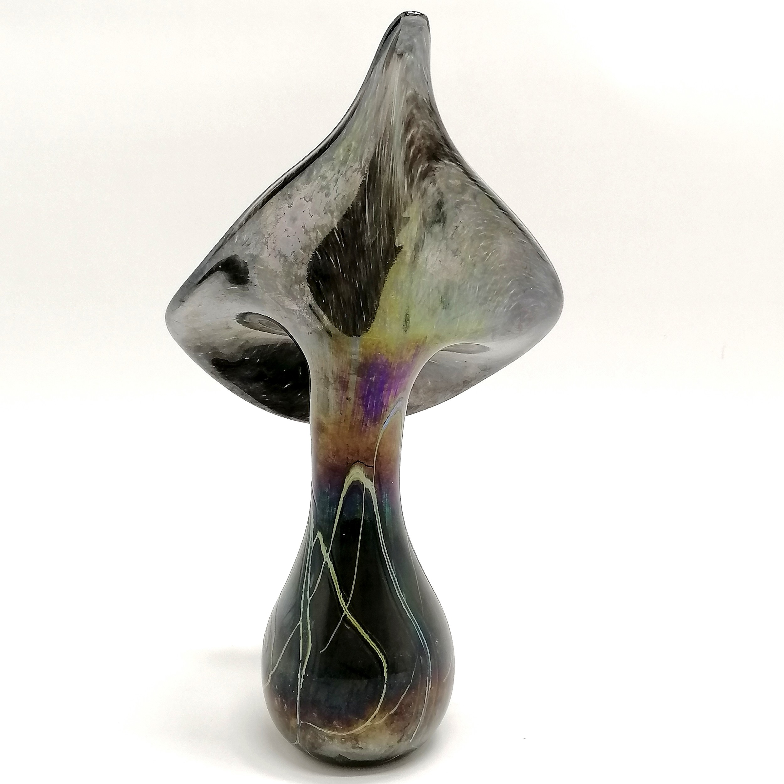 Alum Bay iridescent (Tiffany style) glass jack-in-the-pulpit vase - 36cm high & has slight signs - Image 3 of 4