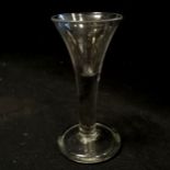 Antique toastmasters glass with trumpet bowl and heavy base - 13cm high & 6.5cm base ~ air bubble to