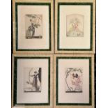 Set of 4 x C1920's illustrations, W monogram to 1 illustration 22cm x 28cm