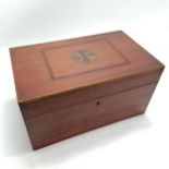 Antique sailor made box with stylised compass detail to lid and blue cloth lined interior - 34cm x