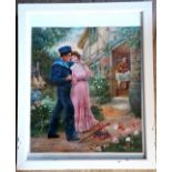 An advertising print for Nectar Tea of a sailor returning home, 45 cms wide, 55 cms high to