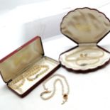 2 x Rosita boxed mock pearl necklaces t/w strand of mock pearls with a silver clasp (40cm) + pair of