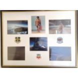 Large framed montage of 6 x signed U-2 Lt Col pilot photographs & 3 badges - 82.5cm x 107.5cm