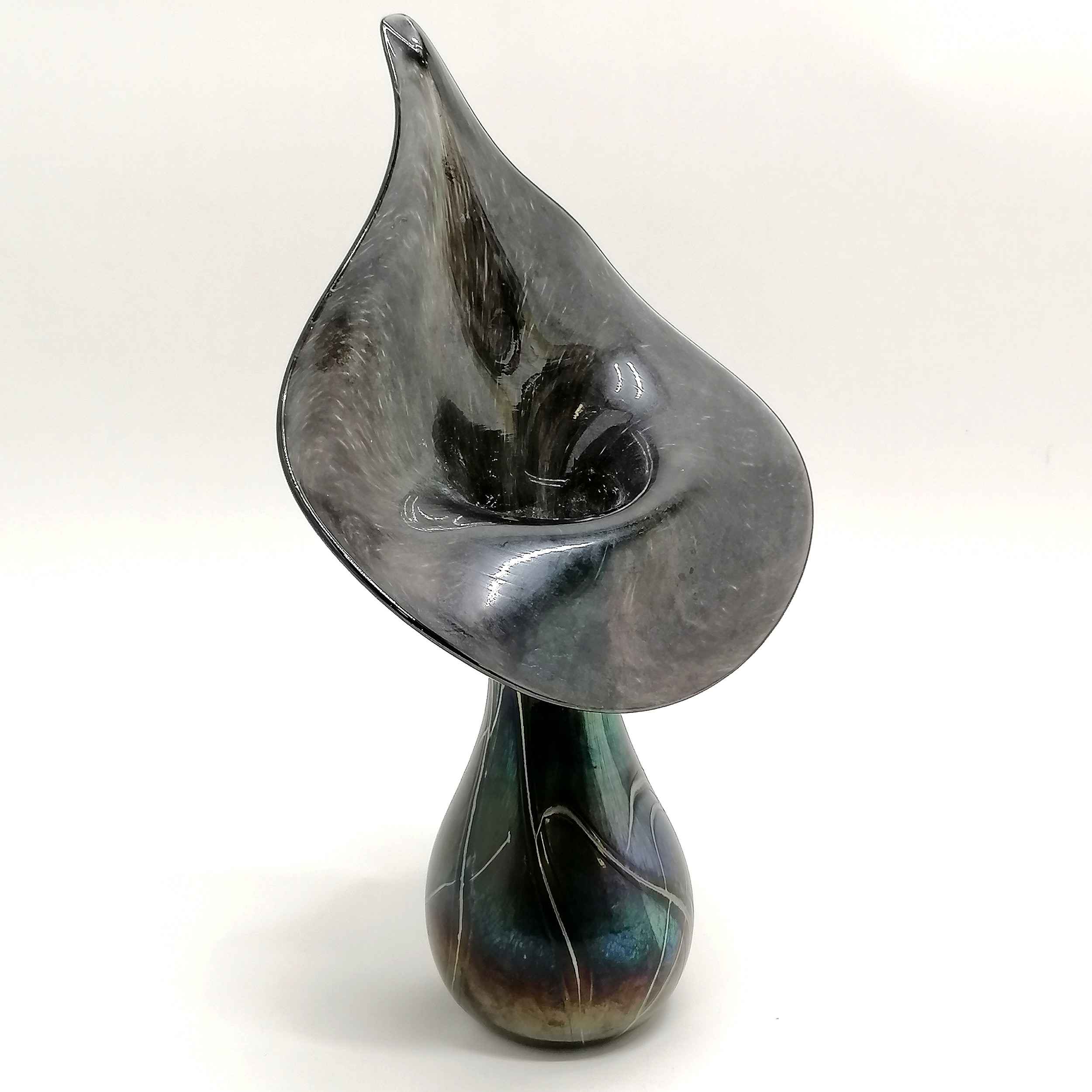 Alum Bay iridescent (Tiffany style) glass jack-in-the-pulpit vase - 36cm high & has slight signs